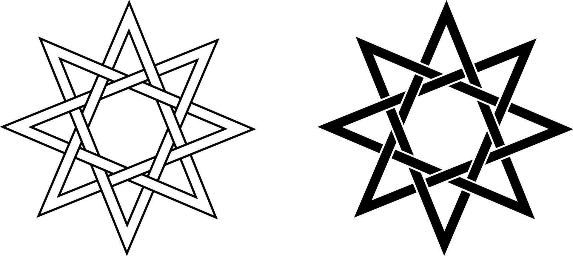 esboço silhueta oito ponto Estrela octograma ícone conjunto vetor