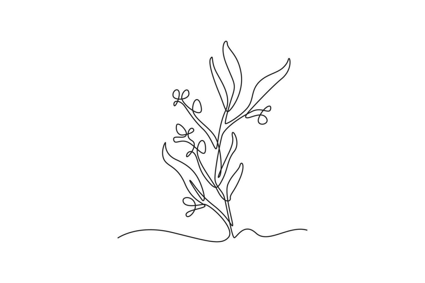 solteiro 1 linha desenhando plantas e ervas conceito. contínuo linha desenhar Projeto gráfico vetor ilustração.