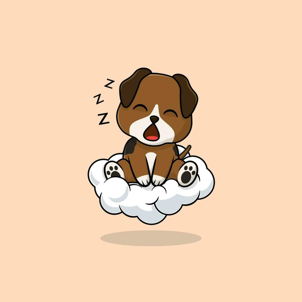 vetor fofa bebê cachorro desenho animado dormindo em a nuvem ícone ilustração. f