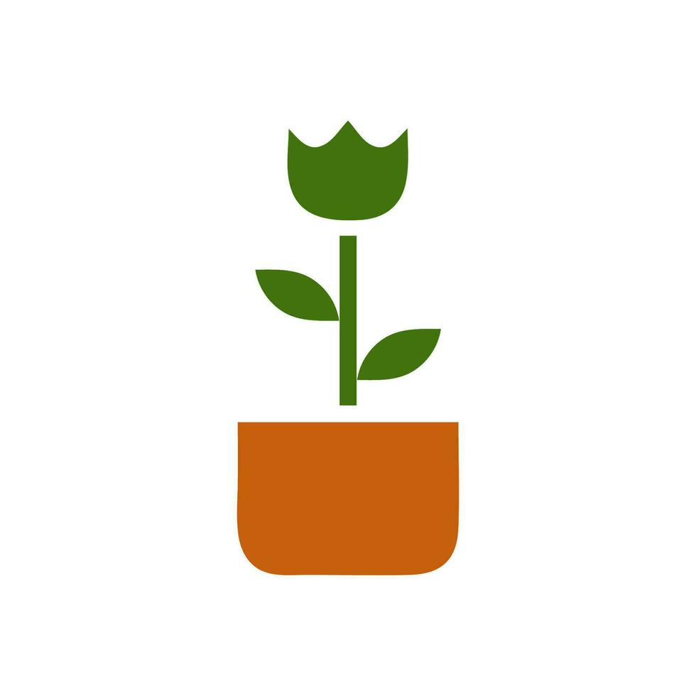 plantar ícone sólido Castanho verde cor símbolo ilustração. vetor