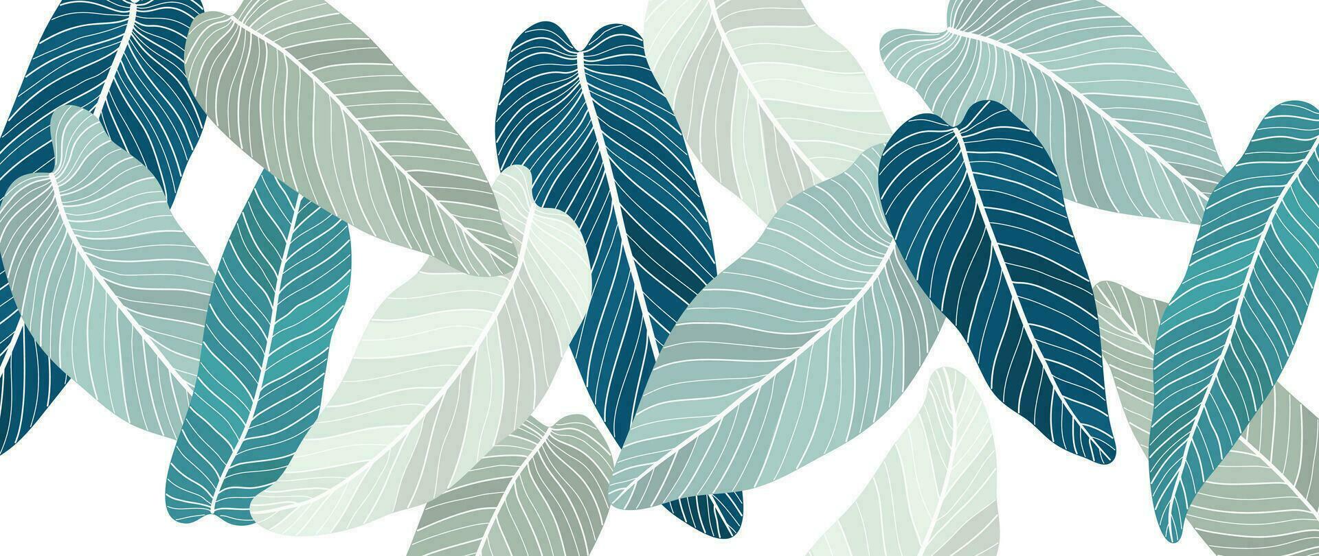 tropical folha linha arte fundo vetor. natural botânico folhas padronizar Projeto dentro linear contorno simples estilo. plantar ilustração para tecido, imprimir, cobrir, bandeira, decoração, papel de parede. vetor