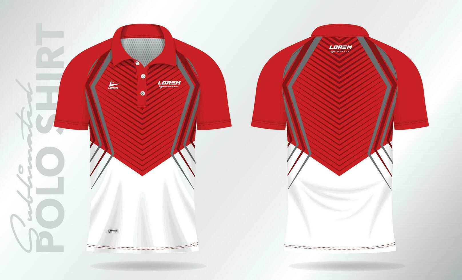 vermelho sublimação pólo camisa brincar modelo Projeto para badminton camisa, tênis, futebol, futebol ou esporte uniforme vetor