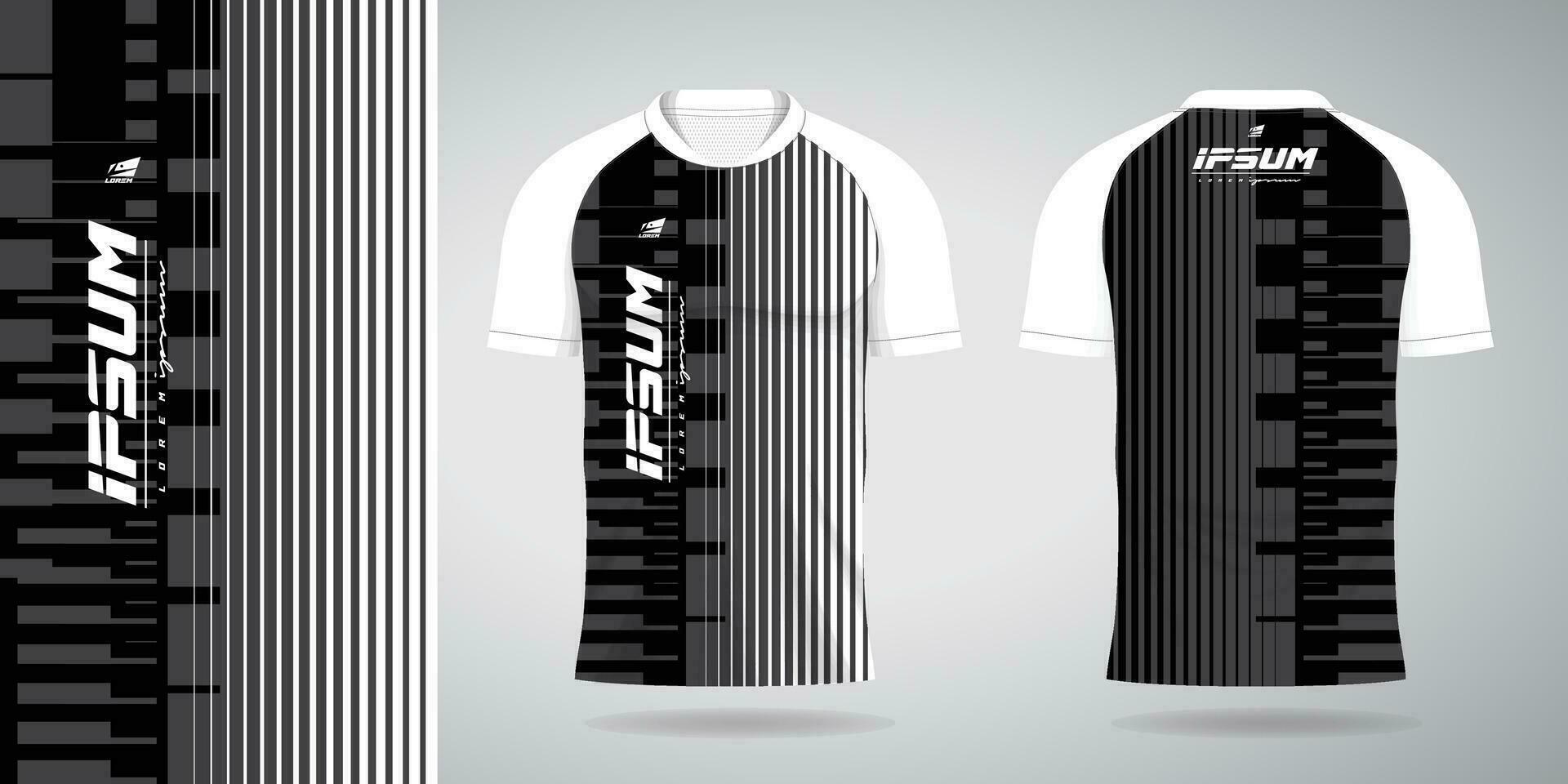 Preto branco jérsei esporte uniforme camisa Projeto modelo vetor