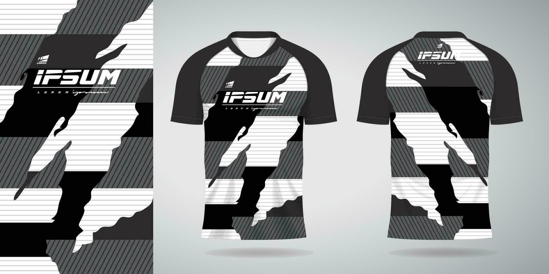 Preto branco jérsei esporte uniforme camisa Projeto modelo vetor