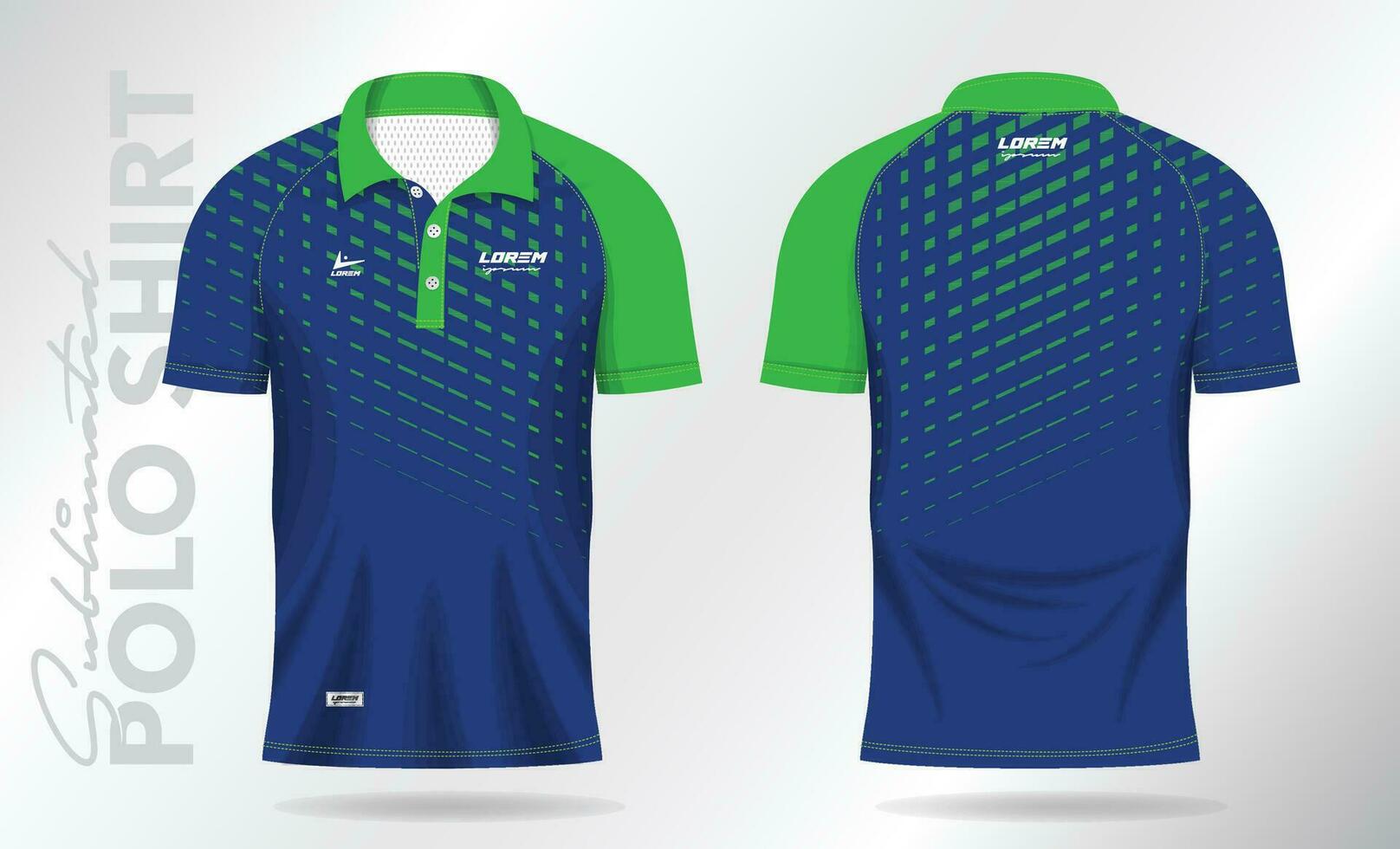 azul verde sublimação pólo camisa brincar modelo Projeto para badminton camisa, tênis, futebol, futebol ou esporte uniforme vetor