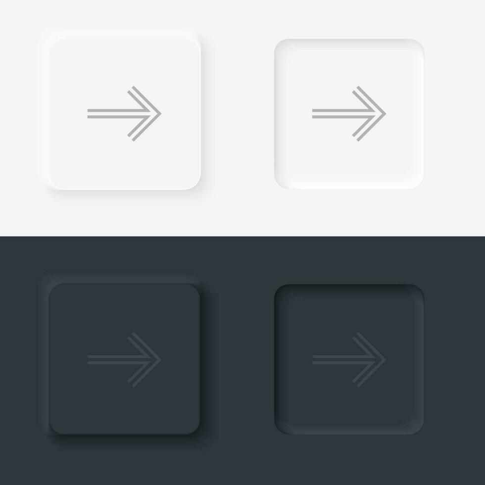 seta vetor ícone, neumorfo estilo seta botão vetor ícone em Preto e branco fundo conjunto