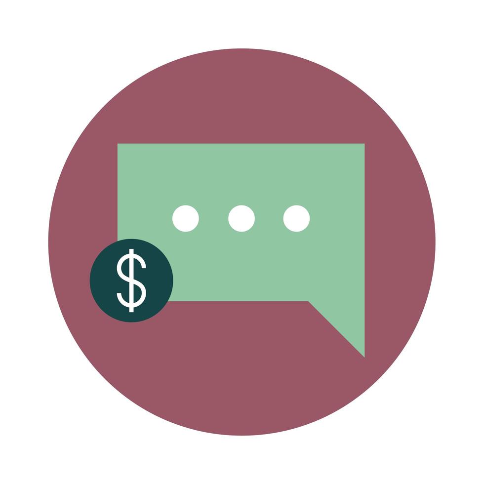 ícone de estilo de bloco de transação de mensagem de dinheiro de banco móvel vetor