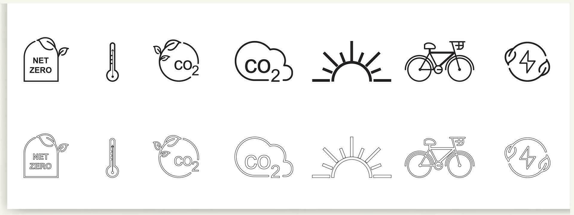 ecologia linha ícone definir. incluído ícones Como eco produtos, limpar \ limpo energia, renovável poder, reciclar vetor