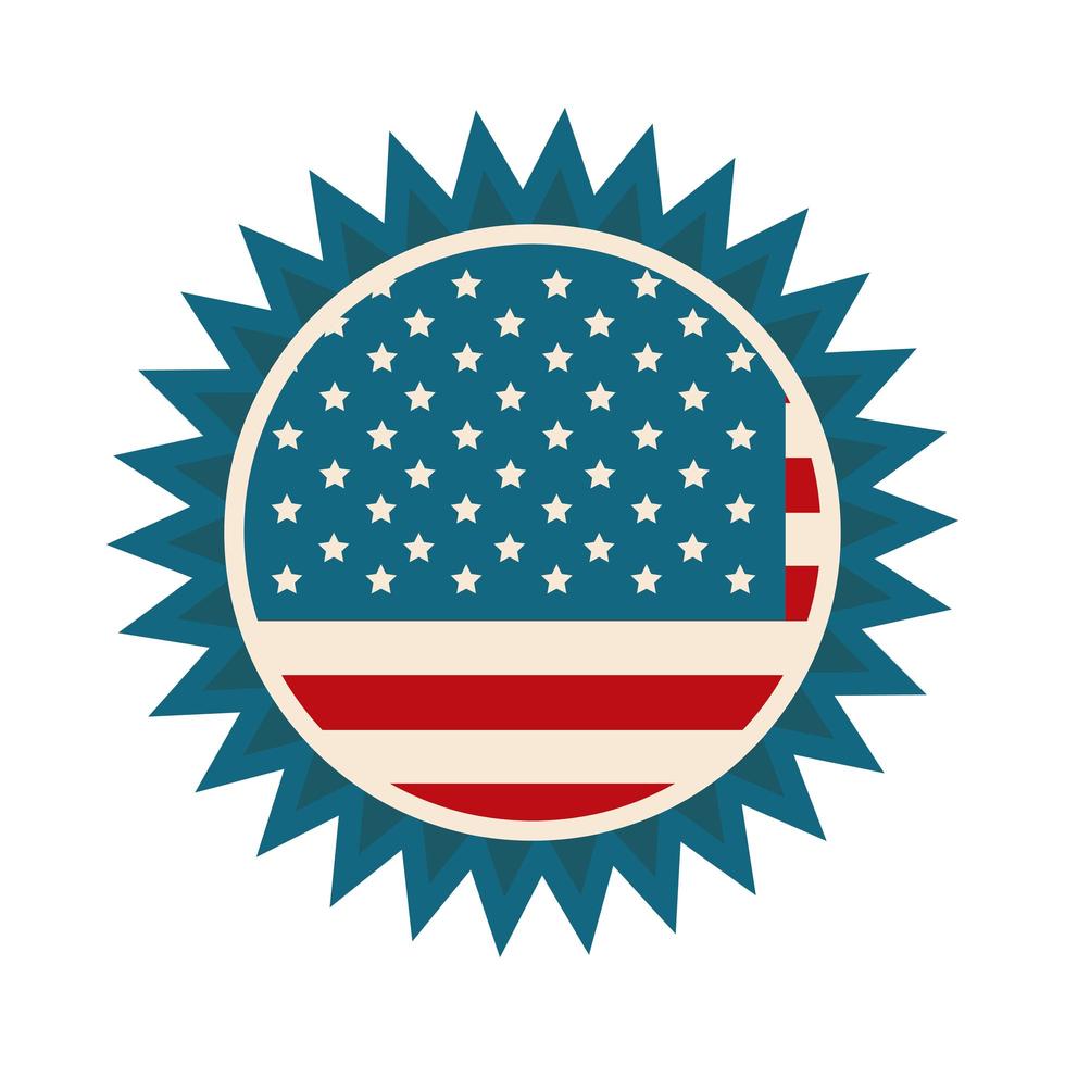 feliz dia da independência ícone de estilo plano decoração da fronteira da bandeira americana vetor