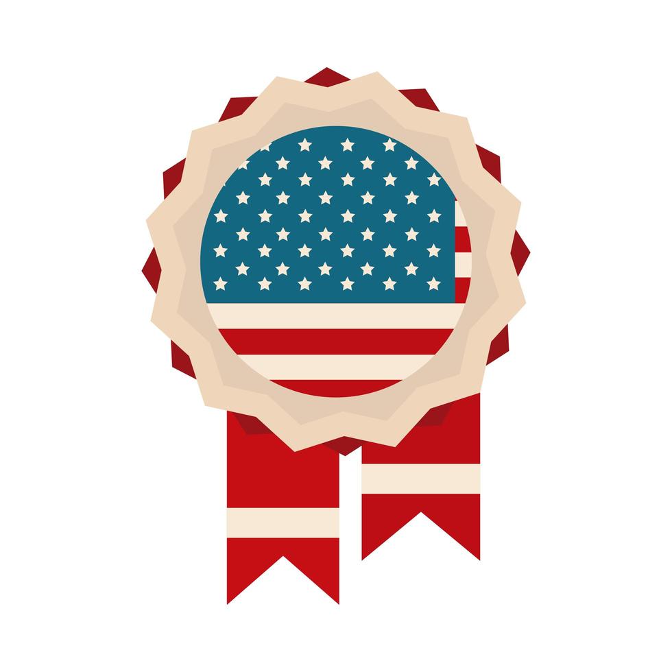 Feliz Dia da Independência medalha memorial ícone de estilo simples bandeira americana vetor