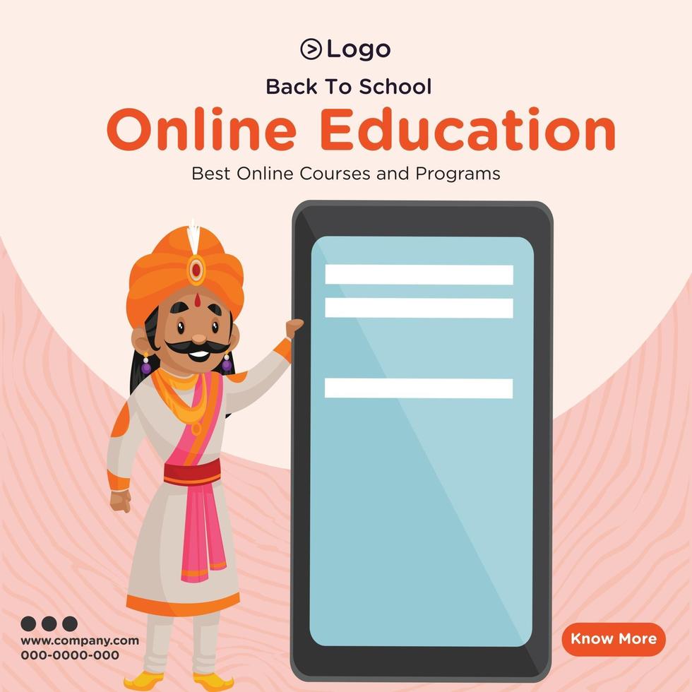 design de banner do modelo de educação online vetor