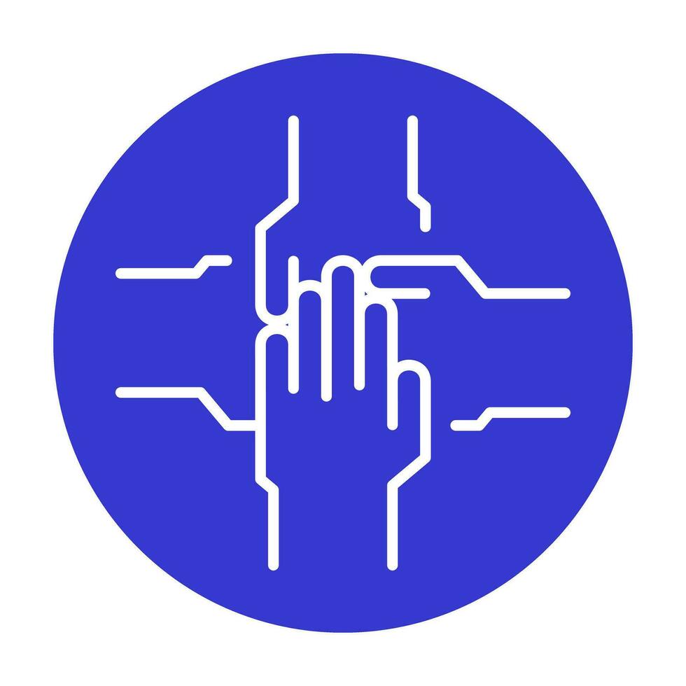 mãos juntos ícone logotipo comunidade roxa círculo branco esboço Projeto vetor