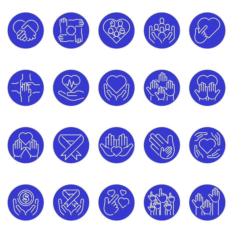 mãos logotipo comunidade parceria roxa círculo branco esboço ícone conjunto Projeto vetor