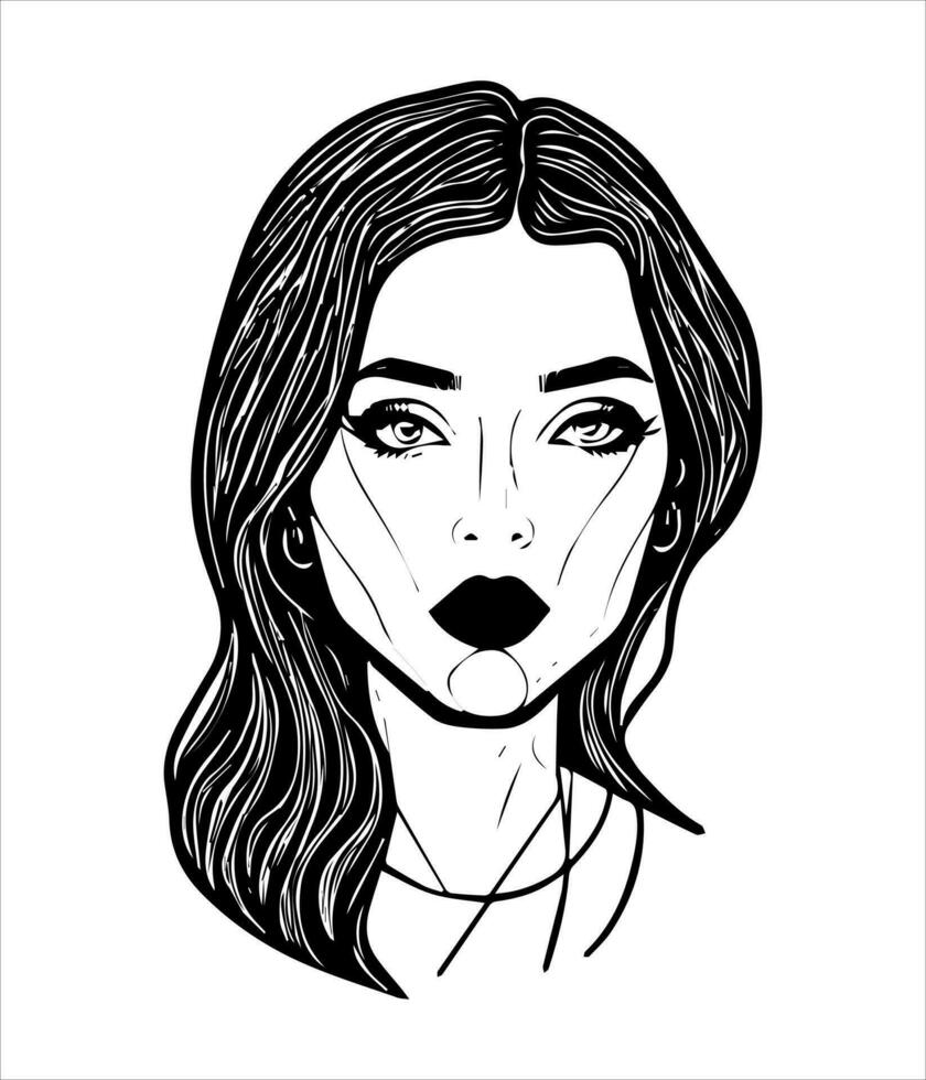 simples, minimalista vetor ilustração conjunto do lindo mulher face. linha desenho. 1 linha arte.