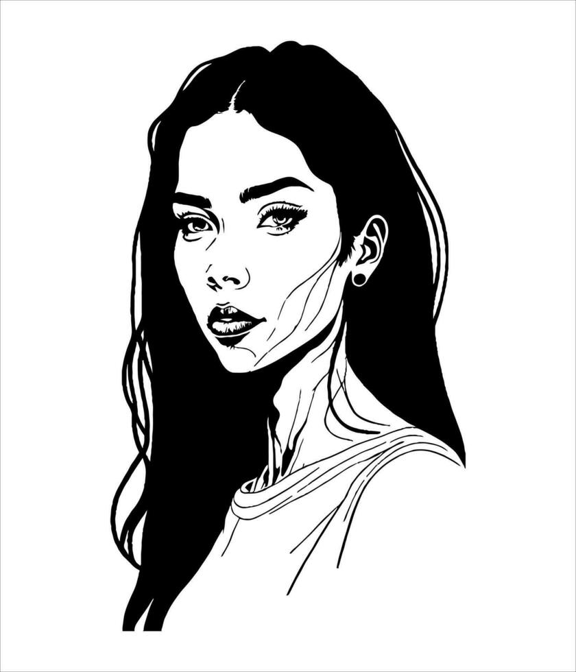 simples, minimalista vetor ilustração conjunto do lindo mulher face. linha desenho. 1 linha arte.