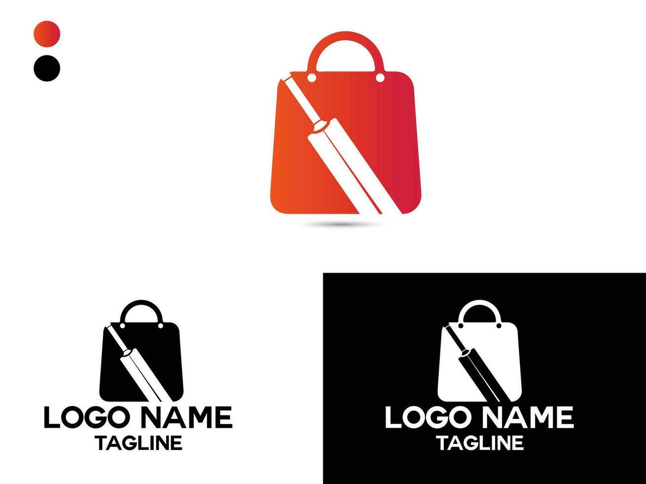 Grilo bastão compras saco logotipo. Grilo bolsa. Esportes fazer compras. negócios. saco logotipo. criativo. exclusivo. rotulação. Prêmio vetor