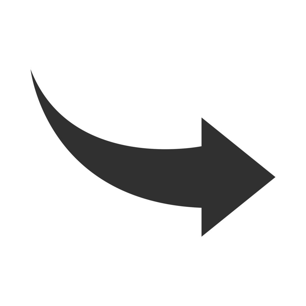 a seta indica o ícone de estilo de silhueta curva de direção vetor