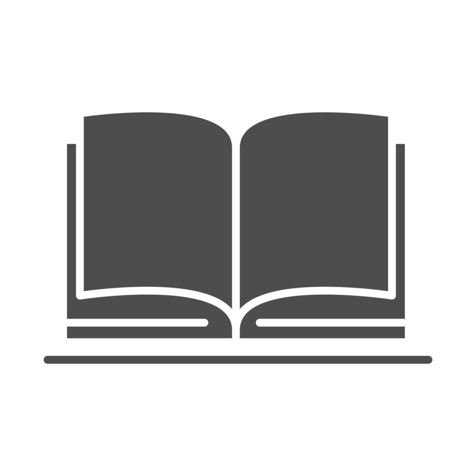 ícone de estilo de silhueta de conhecimento de livro aberto em escolas e educação vetor