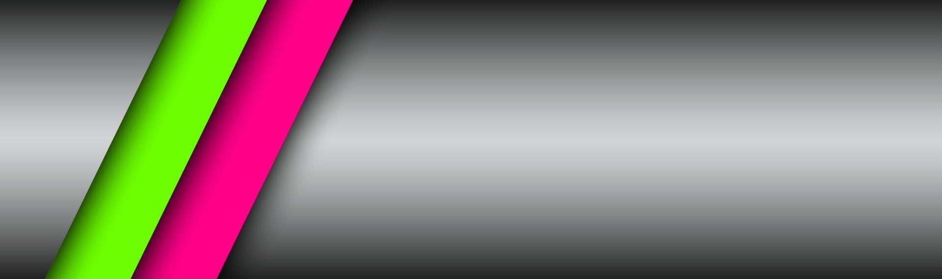 banner abstrato com duas listras brilhantes rosa e verdes linhas oblíquas cinza cabeçalho de vetor criativo