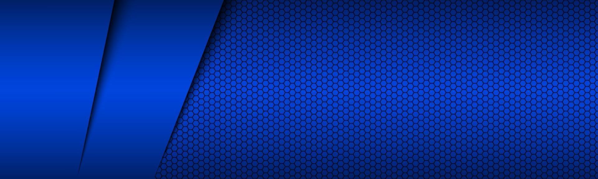 cabeçalho de design de material moderno azul com grade hexagonal modelo corporativo para seu negócio vetor banner widescreen abstrato