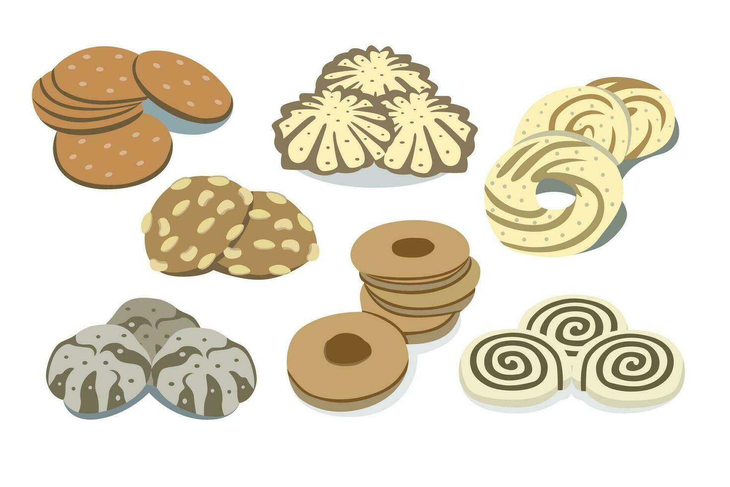 ilustração do uma conjunto do diferente biscoitos em uma branco fundo. vetor