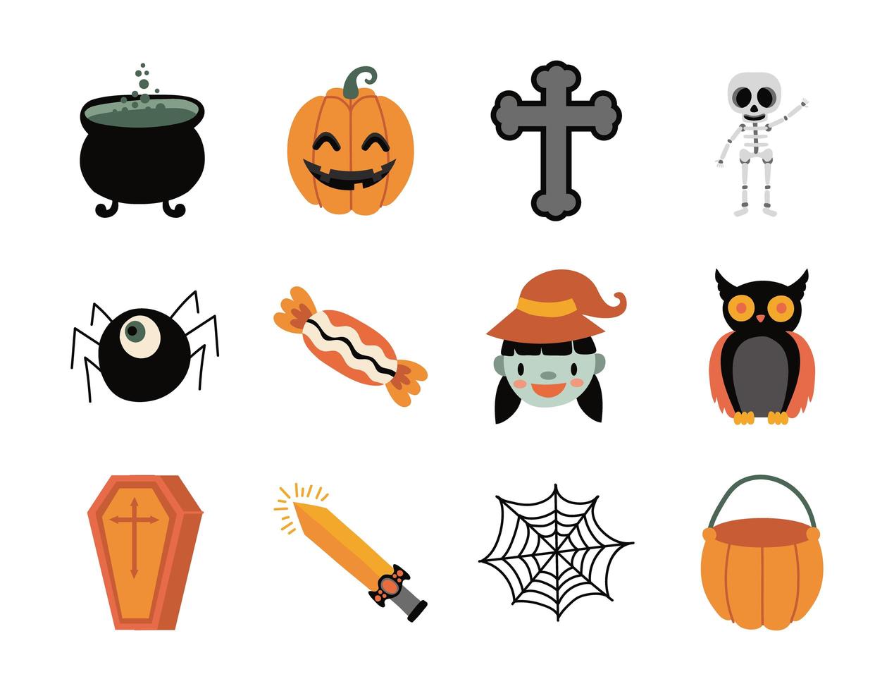 pacote de doze ícones de conjunto de halloween vetor