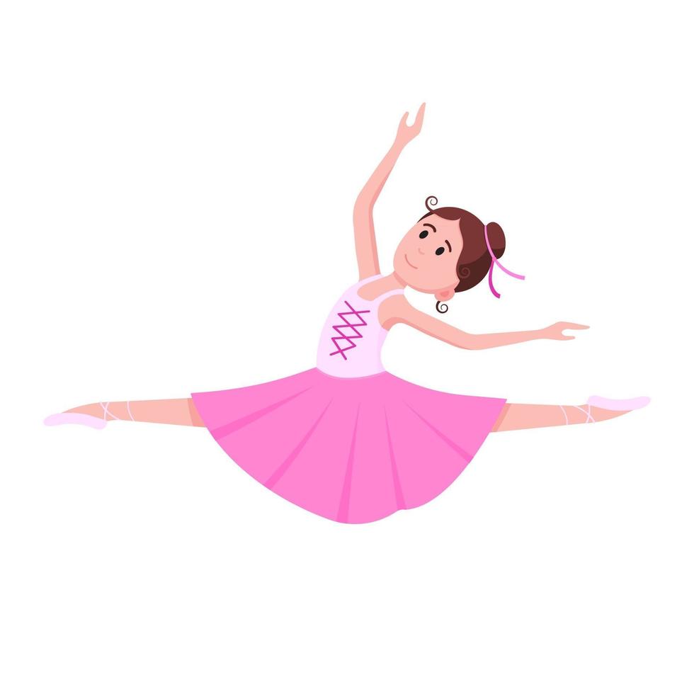 jovem linda bailarina vestida com sapatilhas de tutu e ponta em pé na pose estilo plano design ilustração vetorial isolada no fundo branco elegante jovem personagem feminina do balé clássico vetor