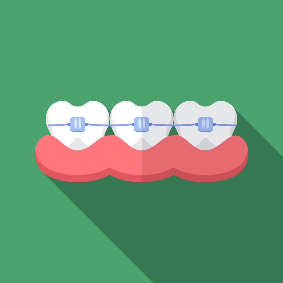 ilustração em vetor moderno design plano do ícone de braçadeiras dentais com sombra longa