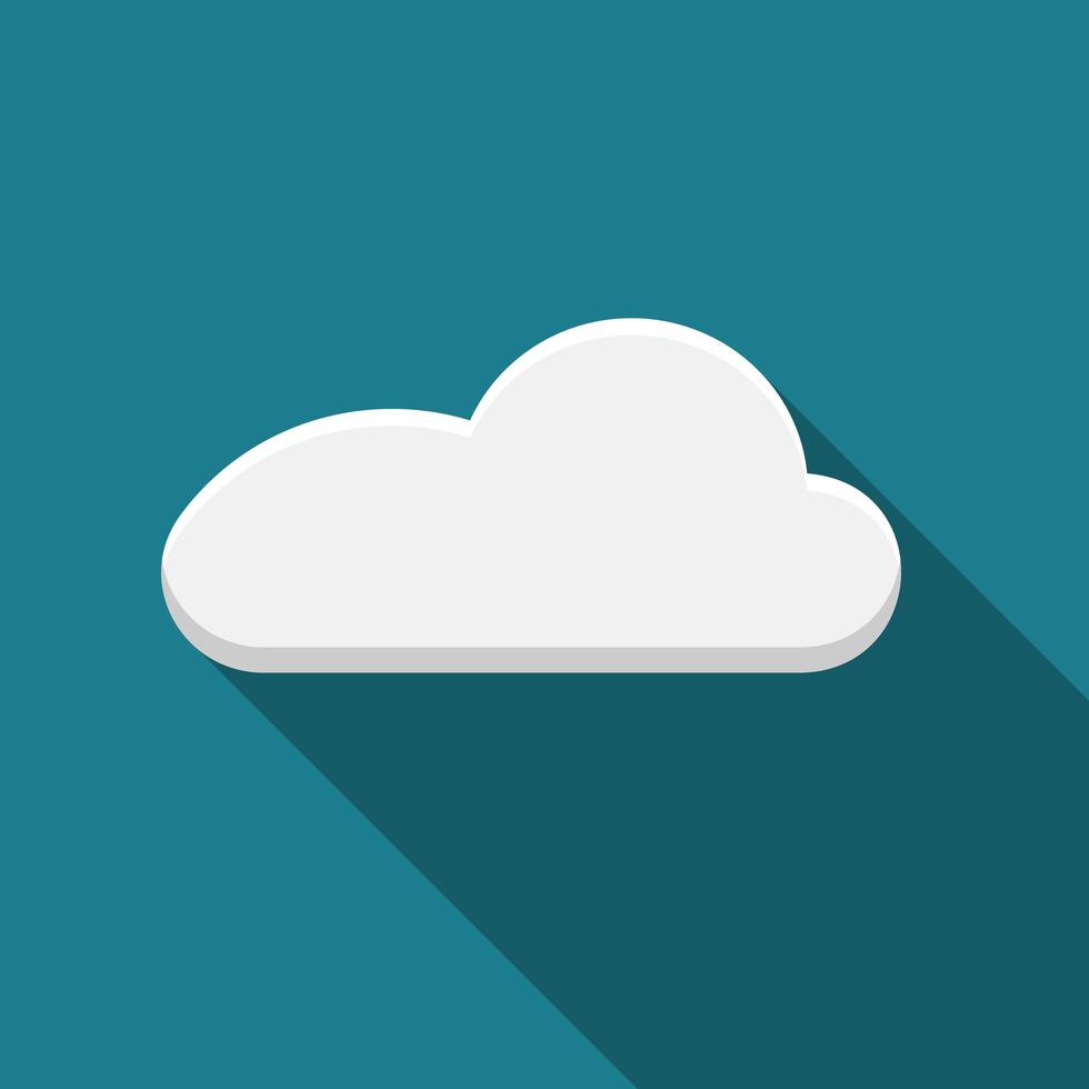ícone de nuvem de vetor de design plano com sombra longa