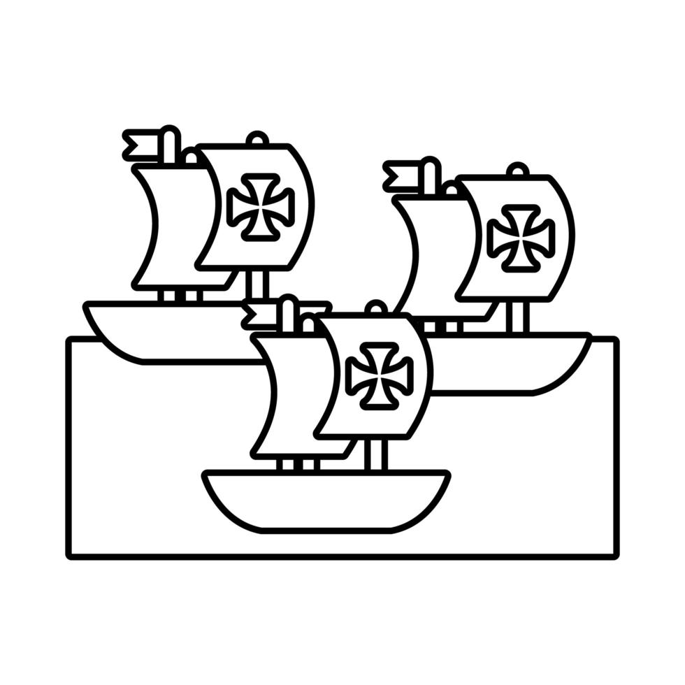 caravelas navios columbus day line style vetor