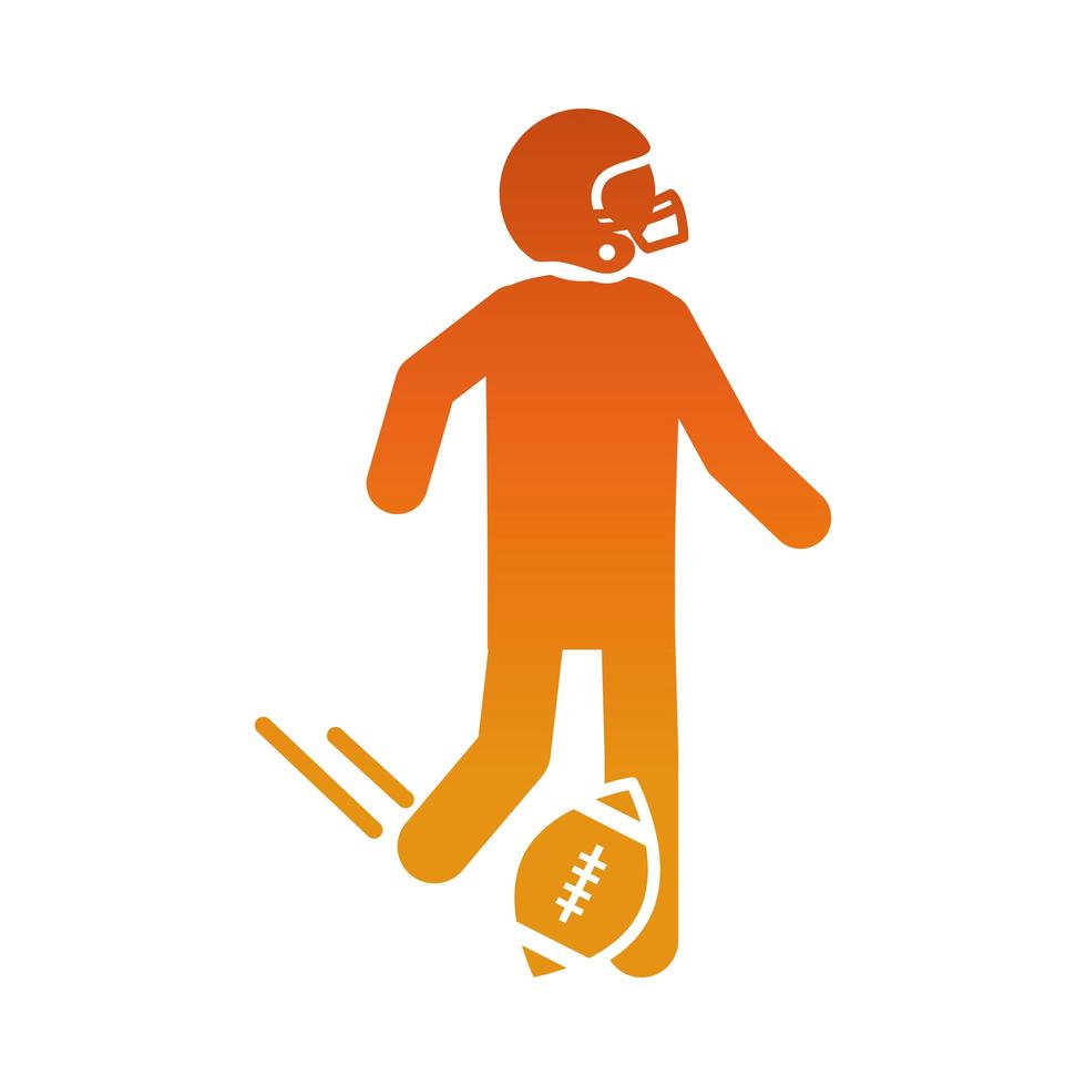 jogador de futebol americano com ícone de design gradiente profissional e recreacional de esporte de jogo de bola vetor