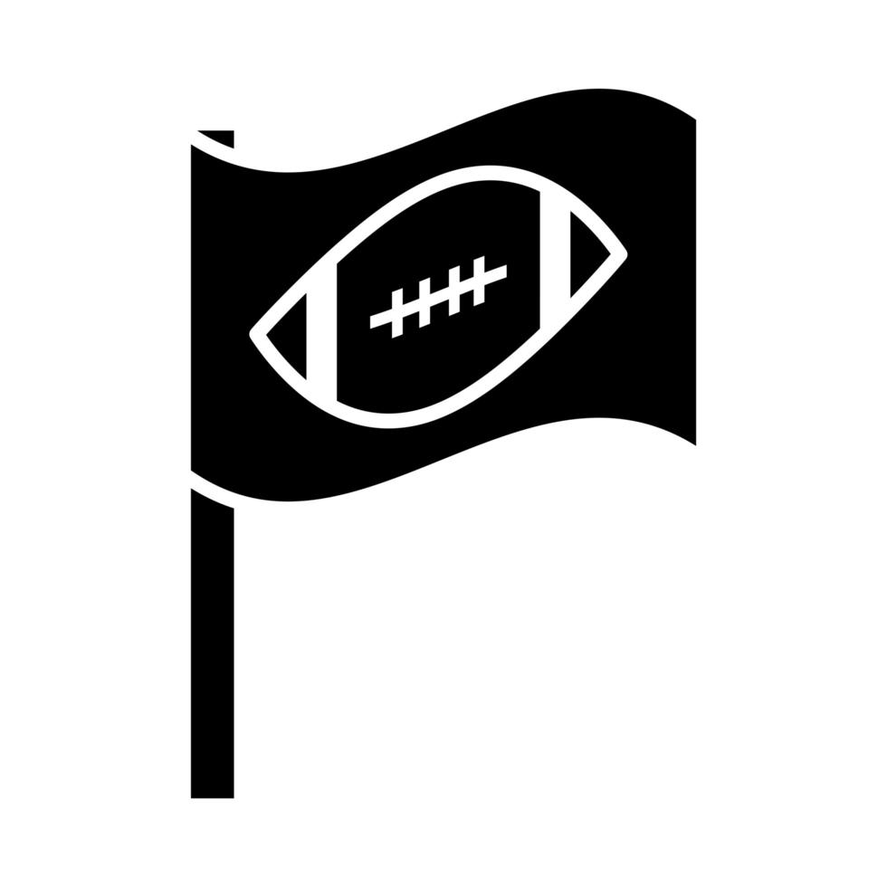 bandeira do futebol americano com ícone de design de silhueta recreativo e profissional de esporte de jogo de bola vetor