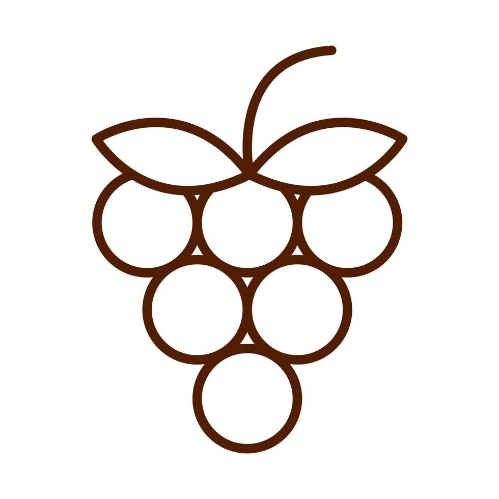 ícone de estilo de linha de alimentos saudáveis frutas frescas produto uvas vetor