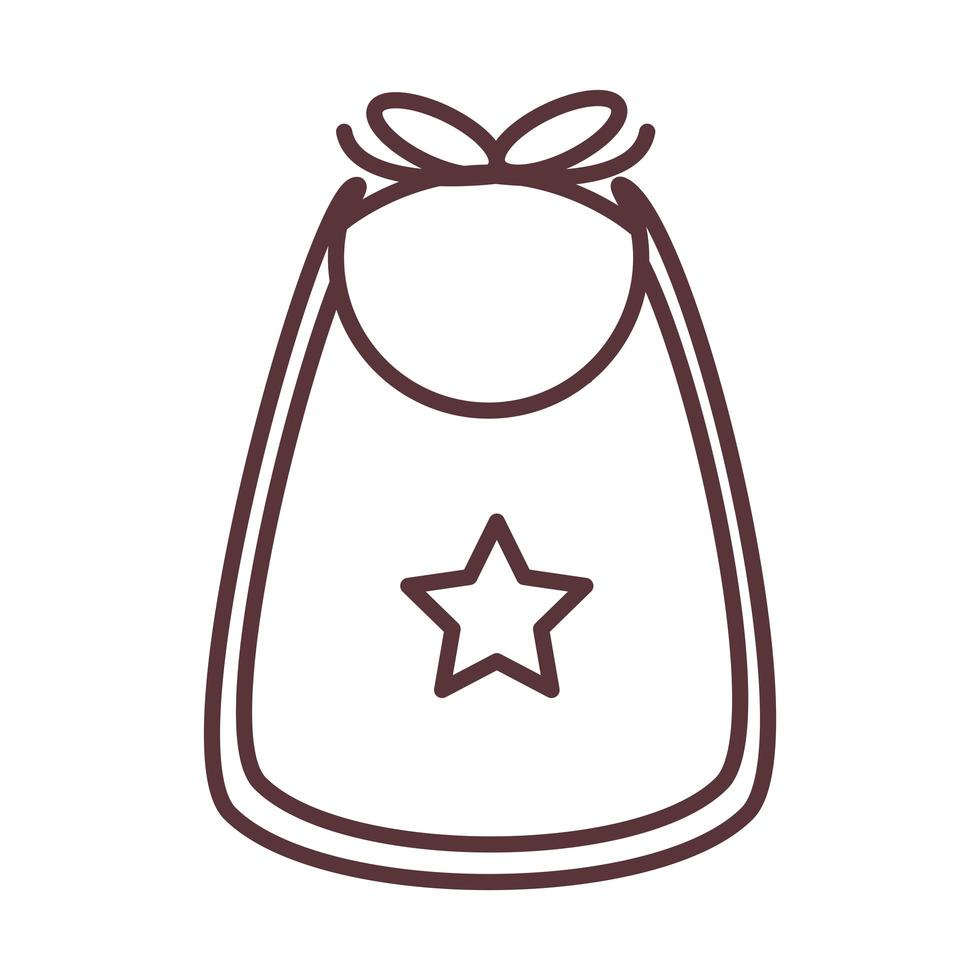 Babador de bebê com vestimentas de estrelas para ícone de estilo de linha infantil infantil vetor