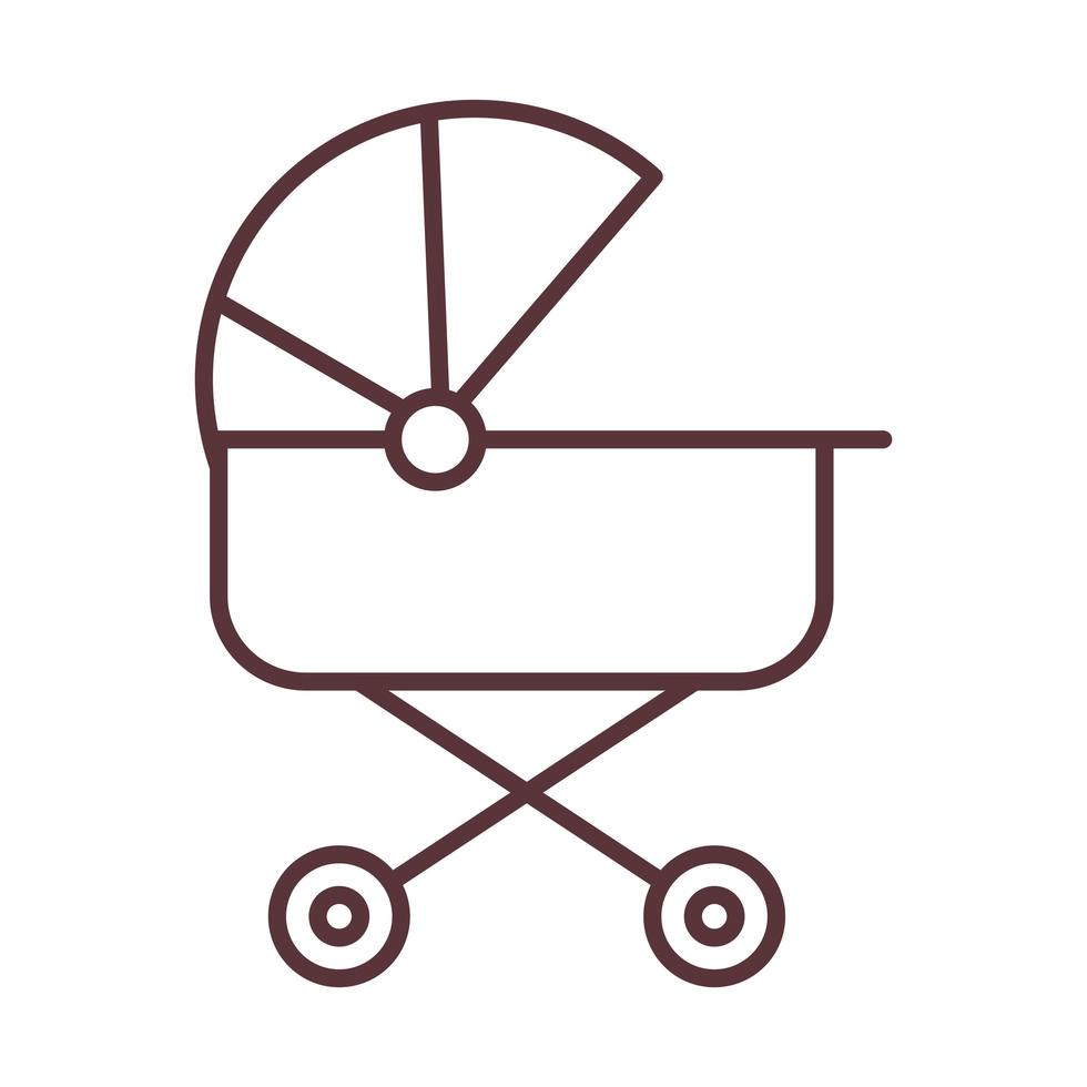 Bebê fofo carrinho de bebê transporte convite de boas-vindas ícone de estilo de linha vetor