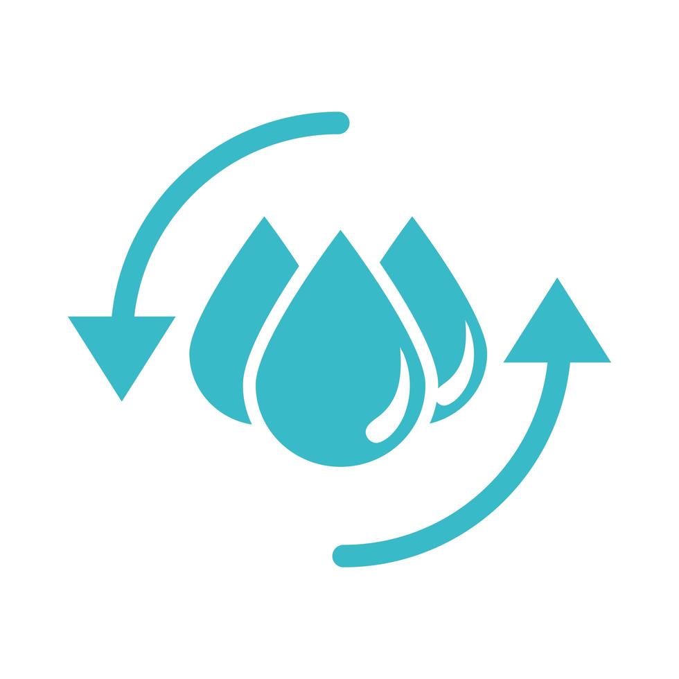 salvar gotas de água natureza líquido ícone de estilo de silhueta azul vetor