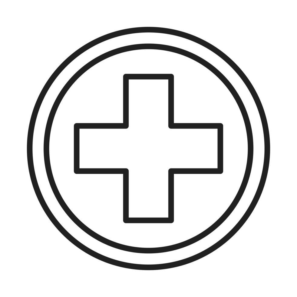 símbolo da cruz ícone de estilo de linha pictograma de saúde médico e hospitalar vetor