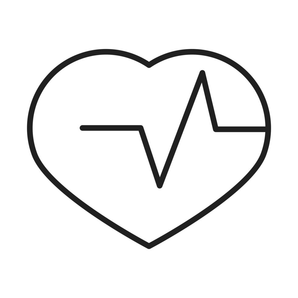 ícone de estilo de linha de pictograma de cardiologia de batimento cardíaco saúde médico e hospitalar vetor