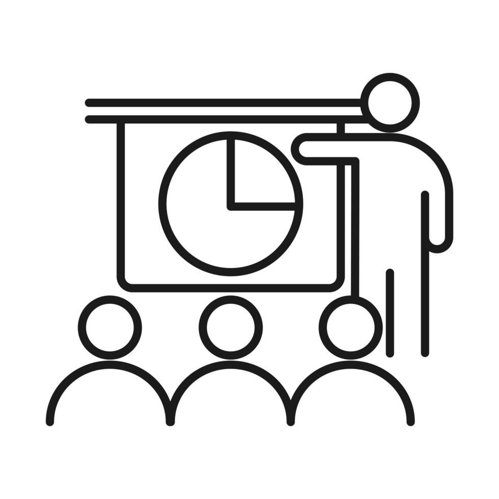 gerenciamento de diagrama de relatório de conferência de empresários desenvolvendo ícone de estilo de linha de sucesso vetor