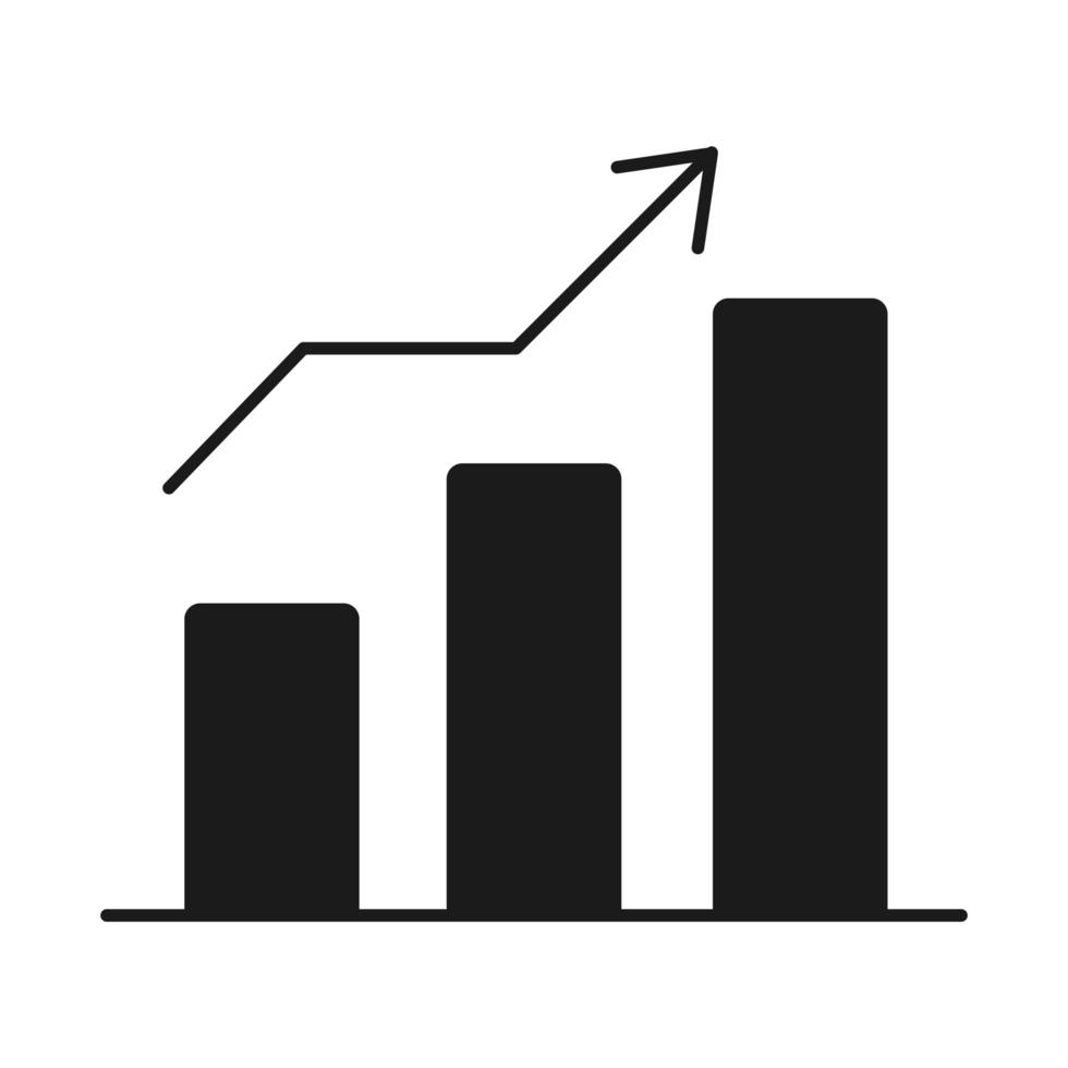 relatório de estatísticas diagrama de gerenciamento de negócios de lucro desenvolvendo ícone de estilo de silhueta de sucesso vetor