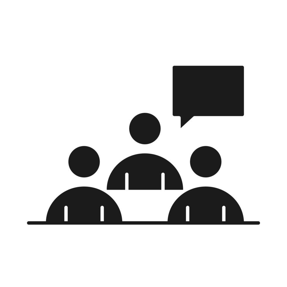 equipe de empresários reunião gestão de negócios desenvolvendo ícone de estilo silhueta vetor