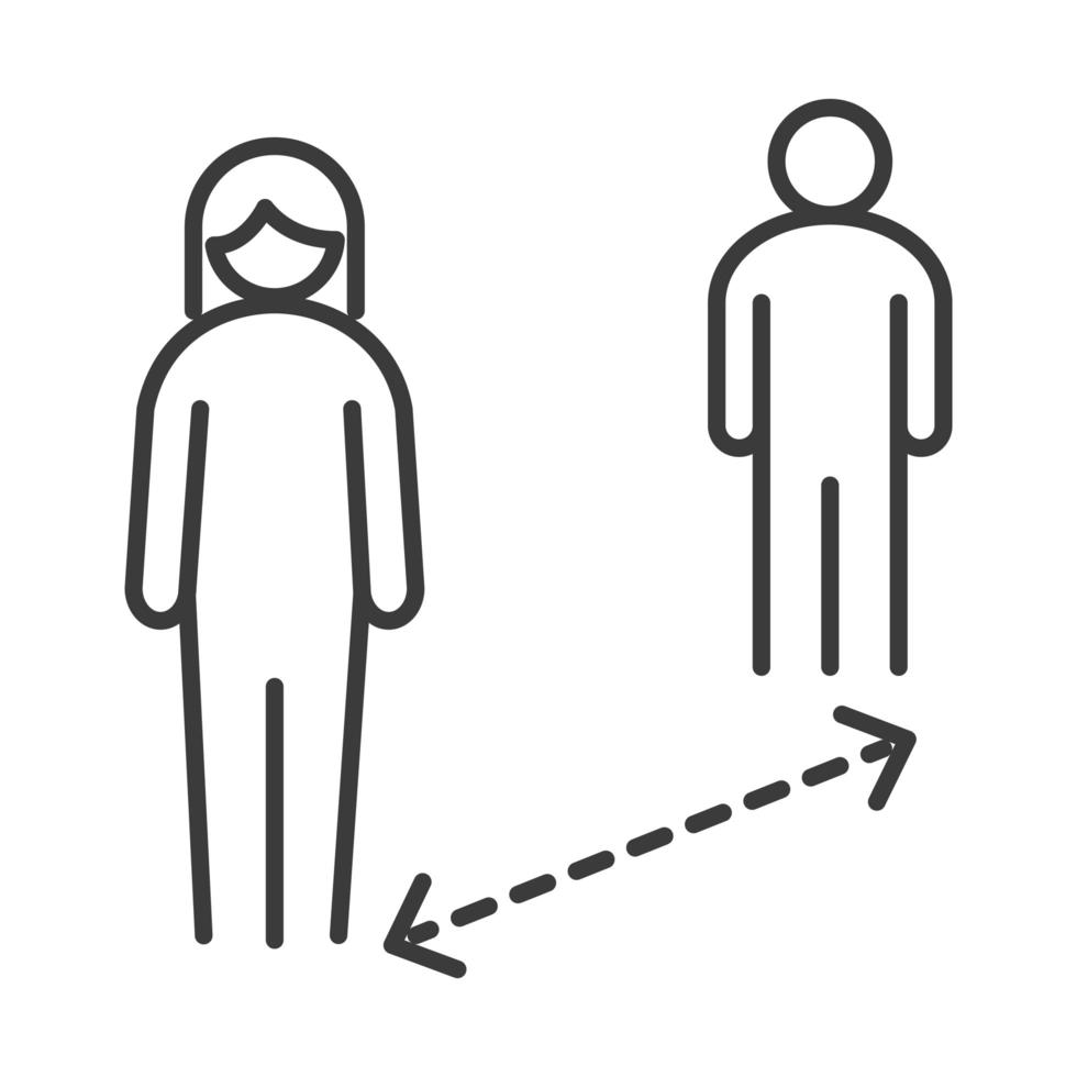 covid 19 coronavirus prevenção de distanciamento social pessoas mantêm distância ícone de estilo de linha vetor espalhando surto físico
