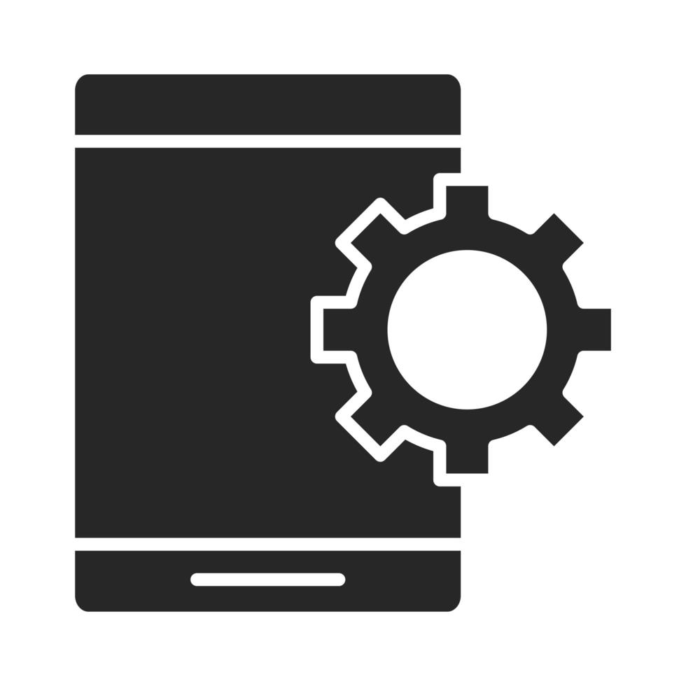 ícone de estilo de silhueta de dispositivo de tecnologia eletrônica ou configurações de smartphone vetor