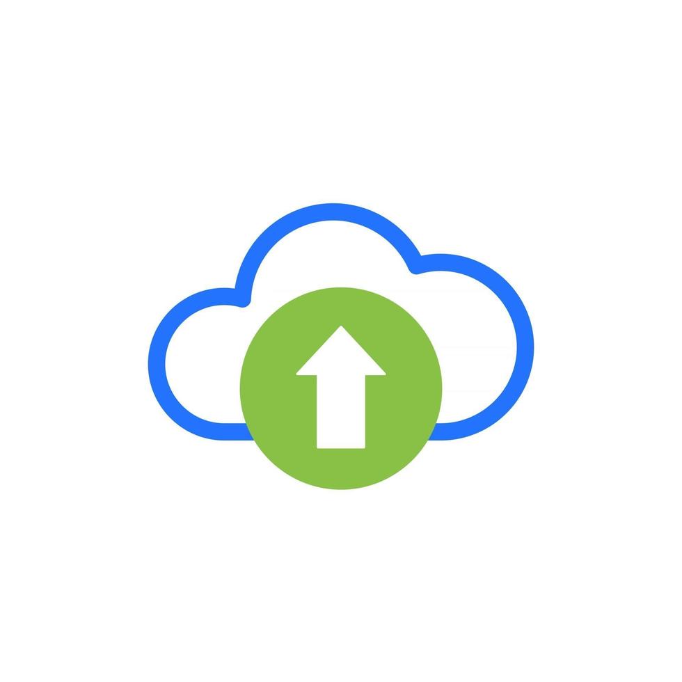 ícone de upload com nuvem em branco vetor