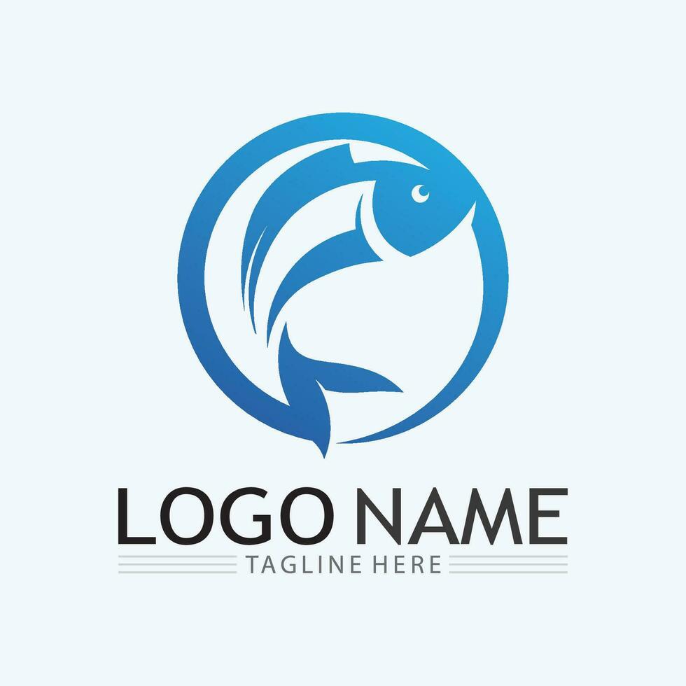 modelo de logotipo de design de ícone abstrato de peixe, símbolo de vetor criativo do clube de pesca ou loja online.
