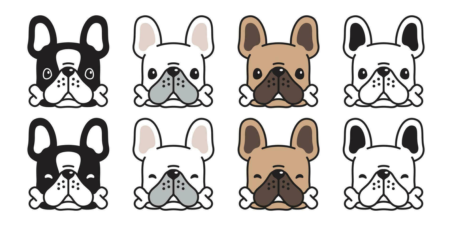 cachorro vetor francês buldogue osso animal cabeça ícone logotipo personagem desenho animado cachorro ilustração