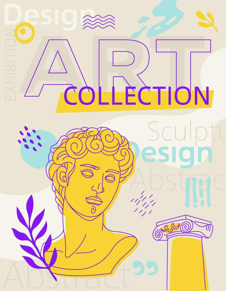 criativo contemporâneo arte poster, arte coleção, clássico escultura. para exibição, cultura, música e Projeto. vetor ilustração