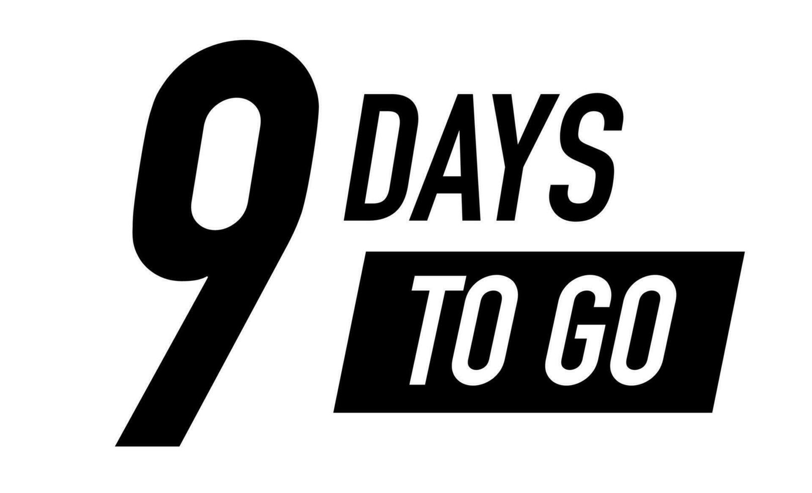 9 dias para ir cronômetro vetor rótulo Preto cor