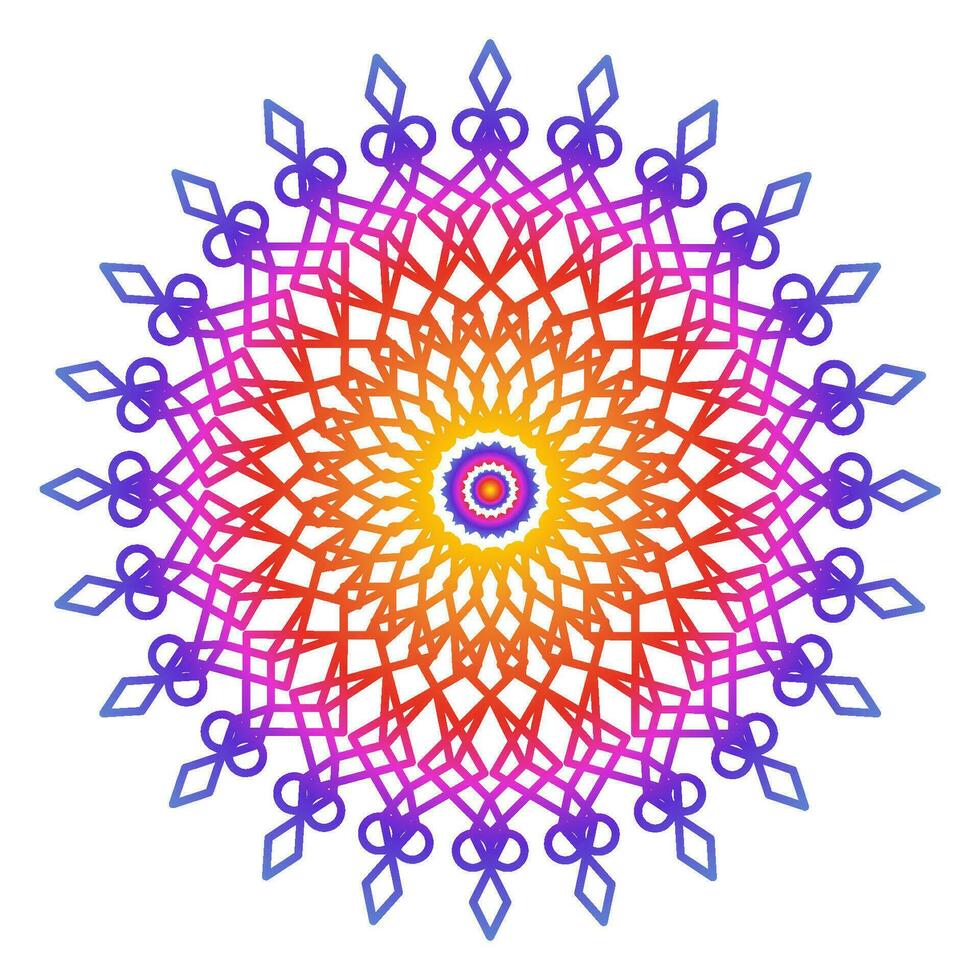 mandala modelo colorida linha estilo isolado vetor