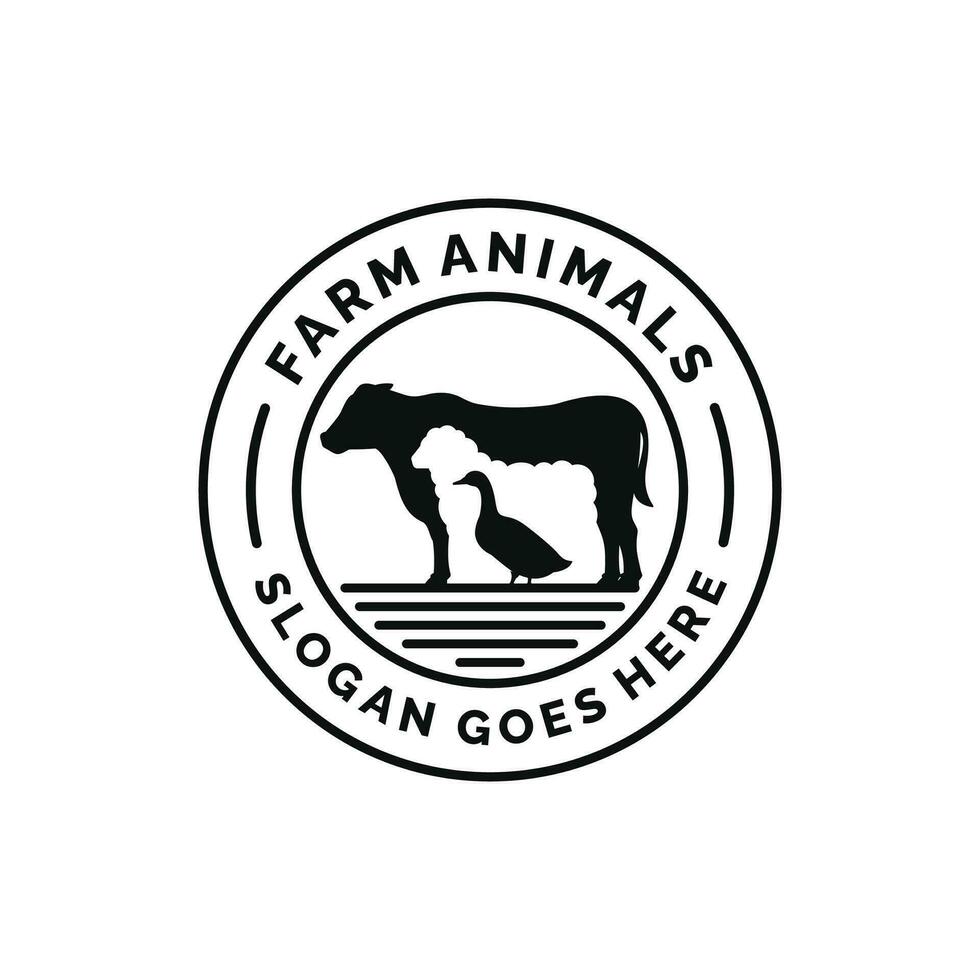 Fazenda animais logotipo Projeto vetor. gado logotipo vetor